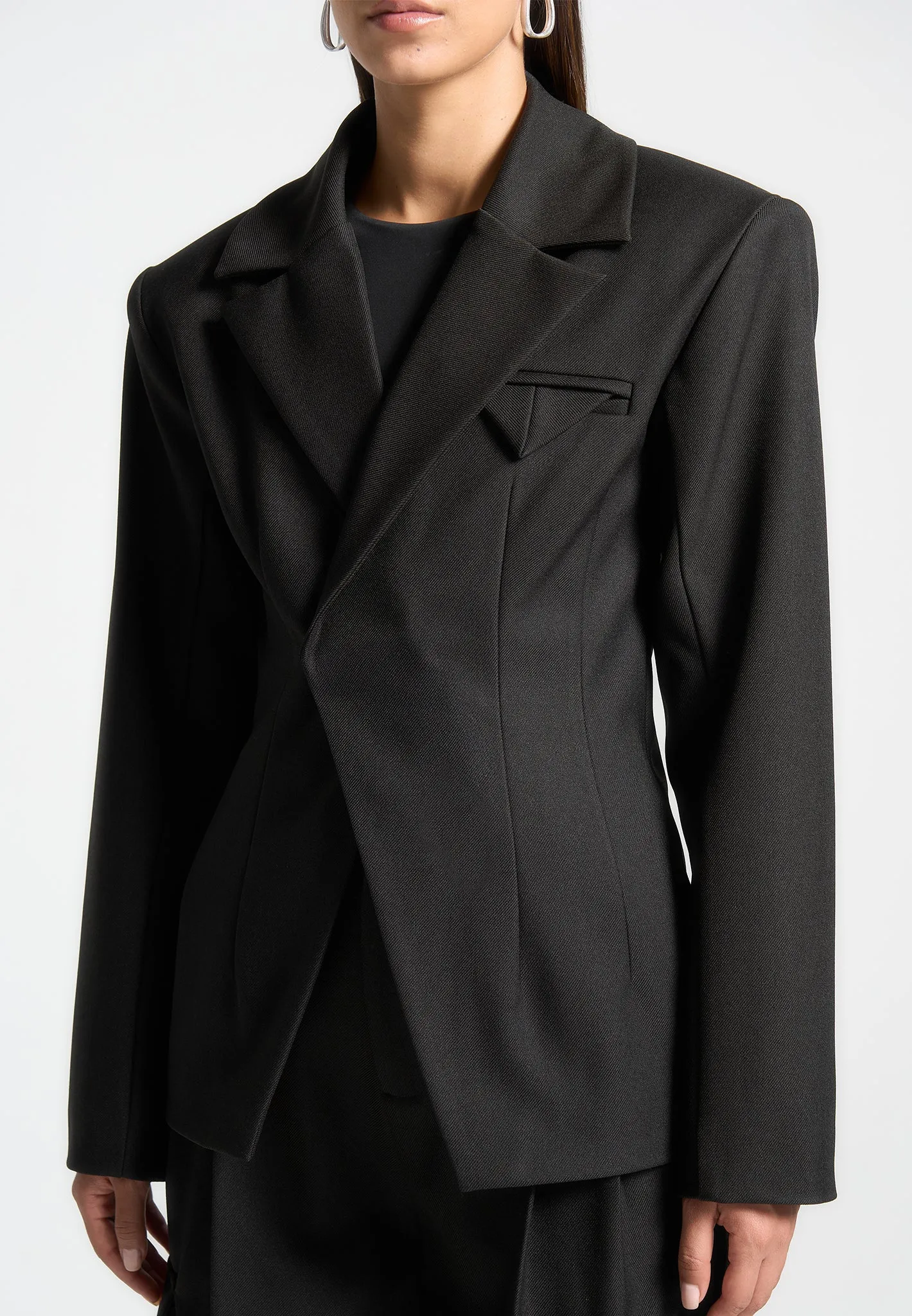 Tailored Contour Double Breasted Blazer - Black