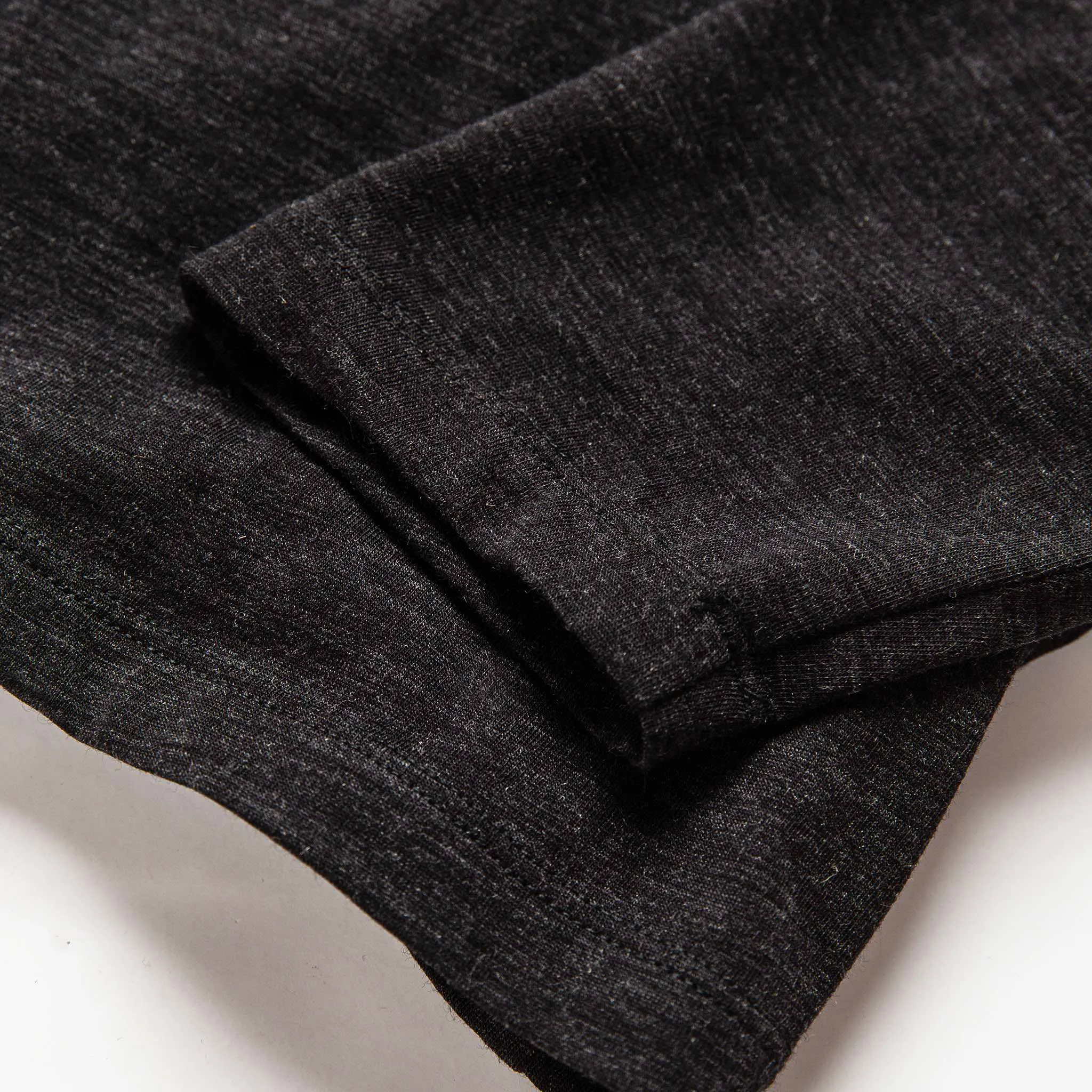 The Merino Henley in Heather Black