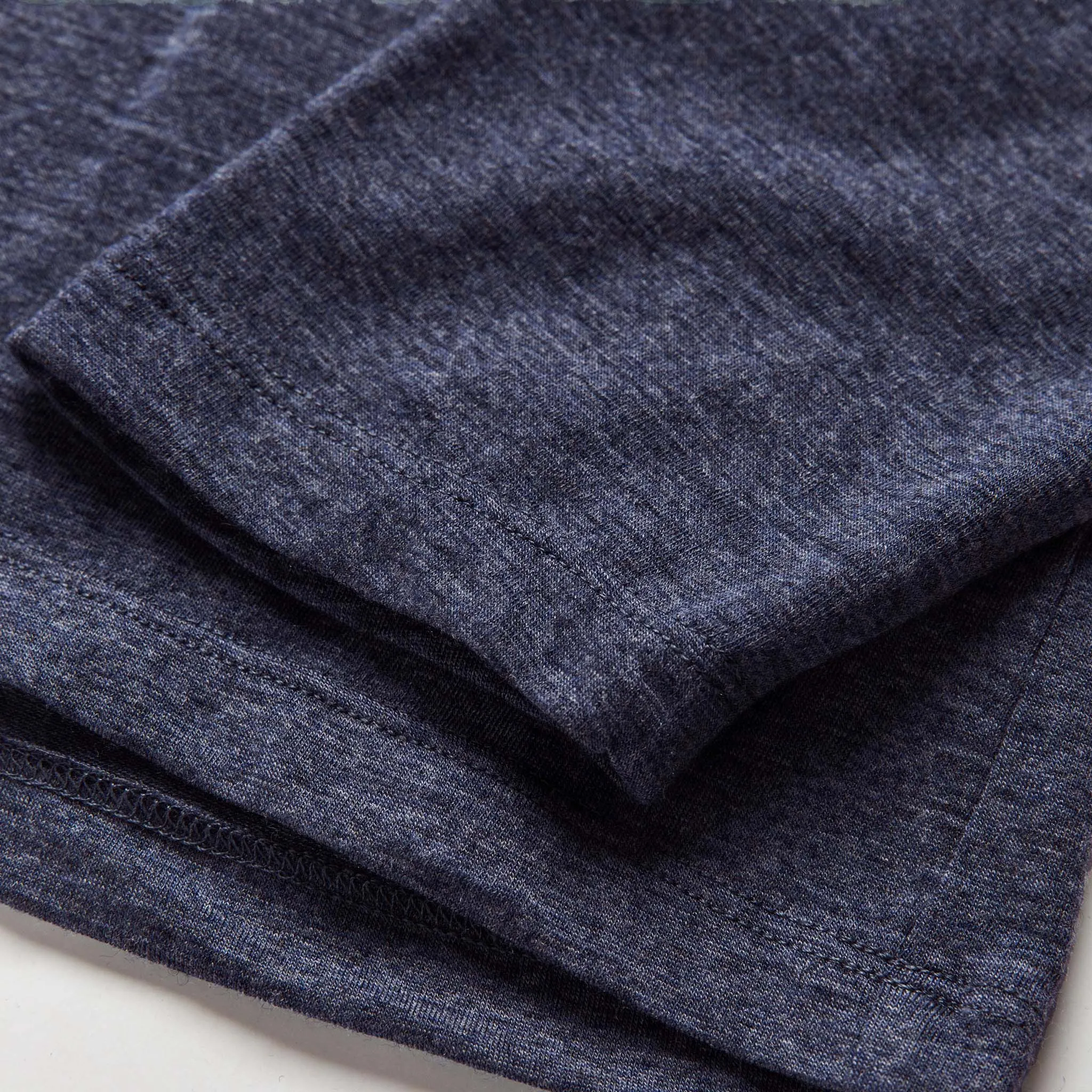 The Merino Henley in Heather Navy