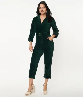 Unique Vintage 1970s Emerald Corduroy Trixie Jumpsuit