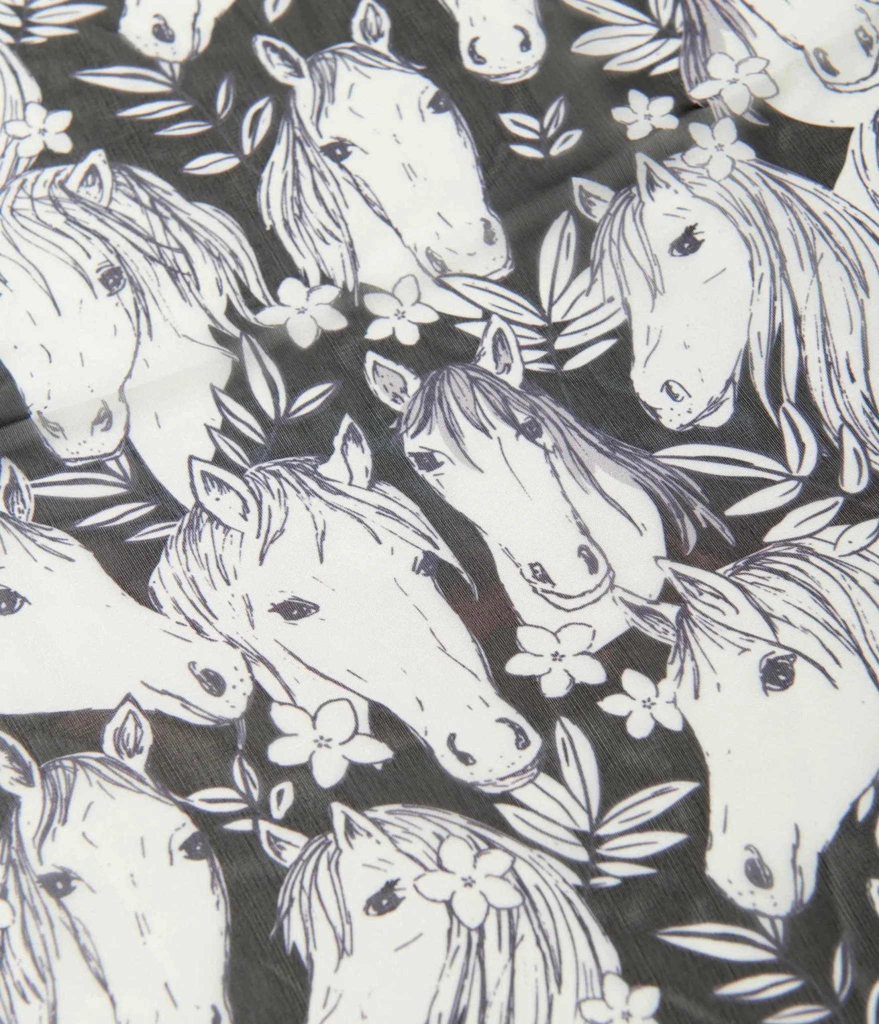 Unique Vintage Wild Horses Print Hair Scarf