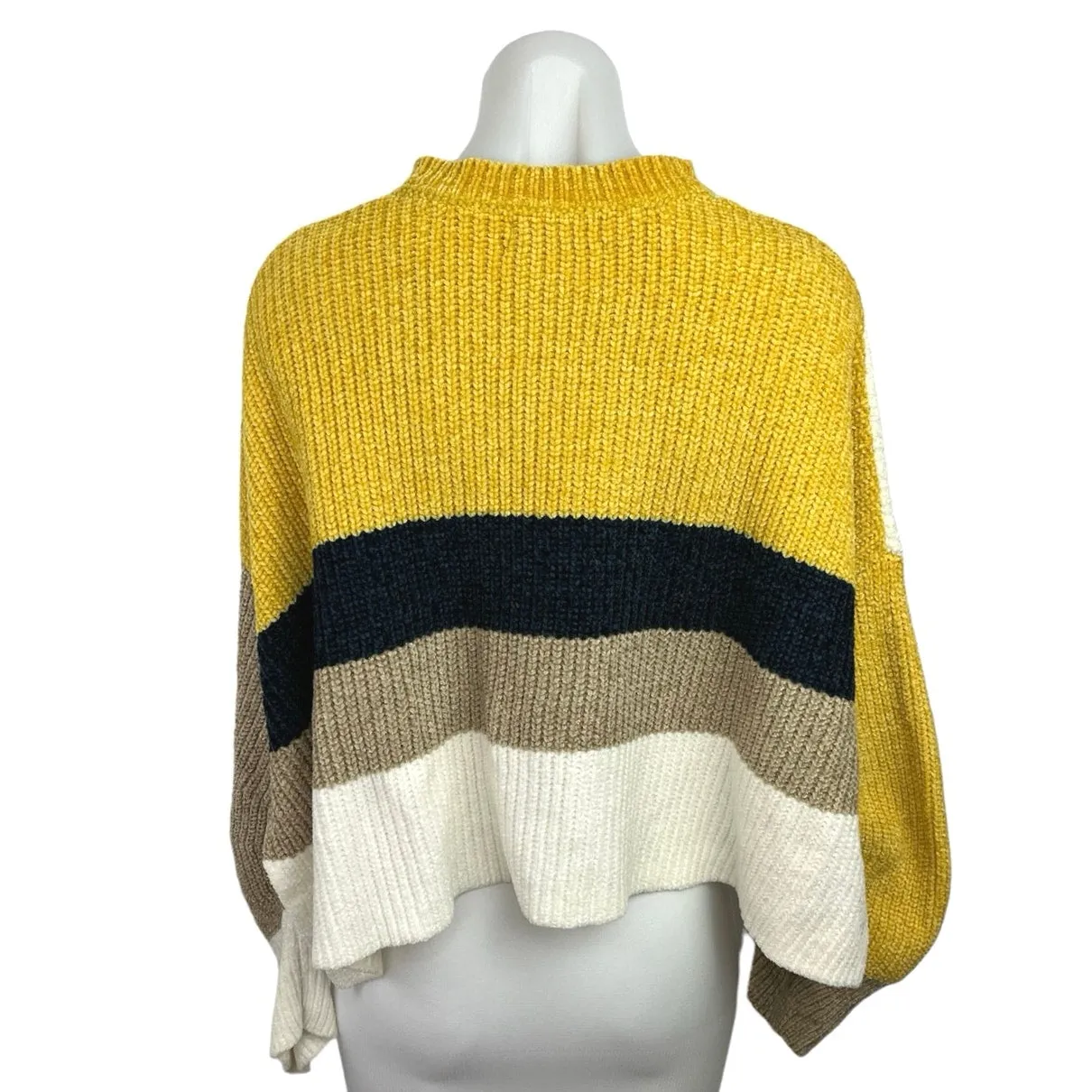 Urban Outfitters Yellow Multicolor Crew Neck Colorblock Oversized Sweater Size S