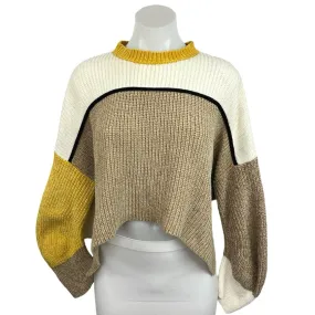 Urban Outfitters Yellow Multicolor Crew Neck Colorblock Oversized Sweater Size S