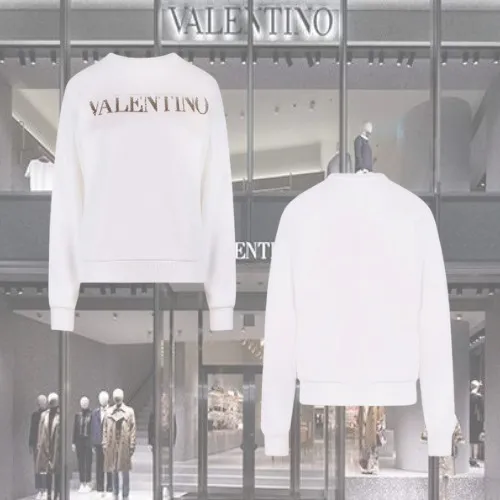 VALENTINO  |Street Style U-Neck Long Sleeves Plain Cotton Medium Logo