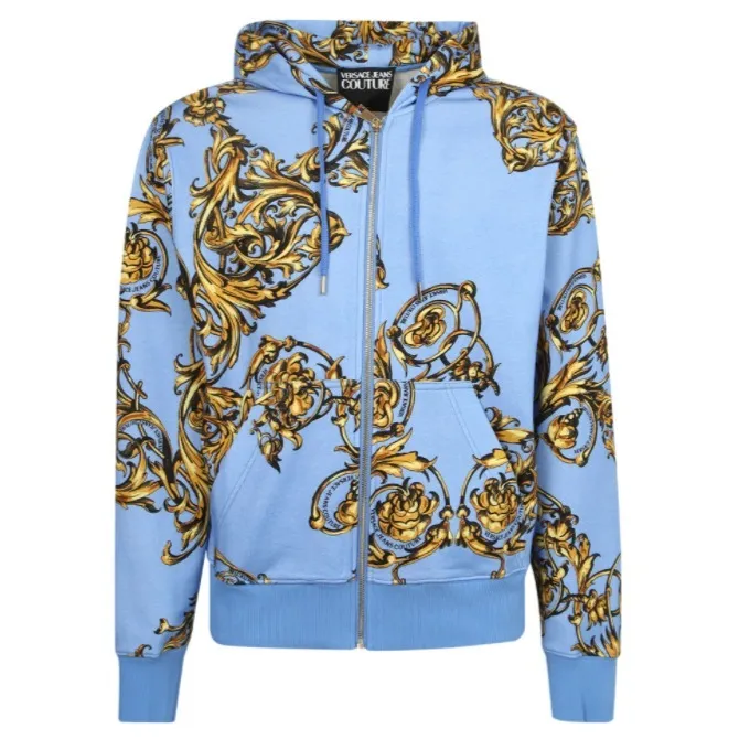 VERSACE JEANS  |Unisex Street Style Long Sleeves Cotton Icy Color Hoodies