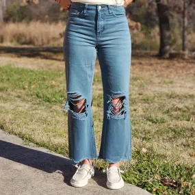 Vervet Blue Grey 90's Distressed Crop Jeans