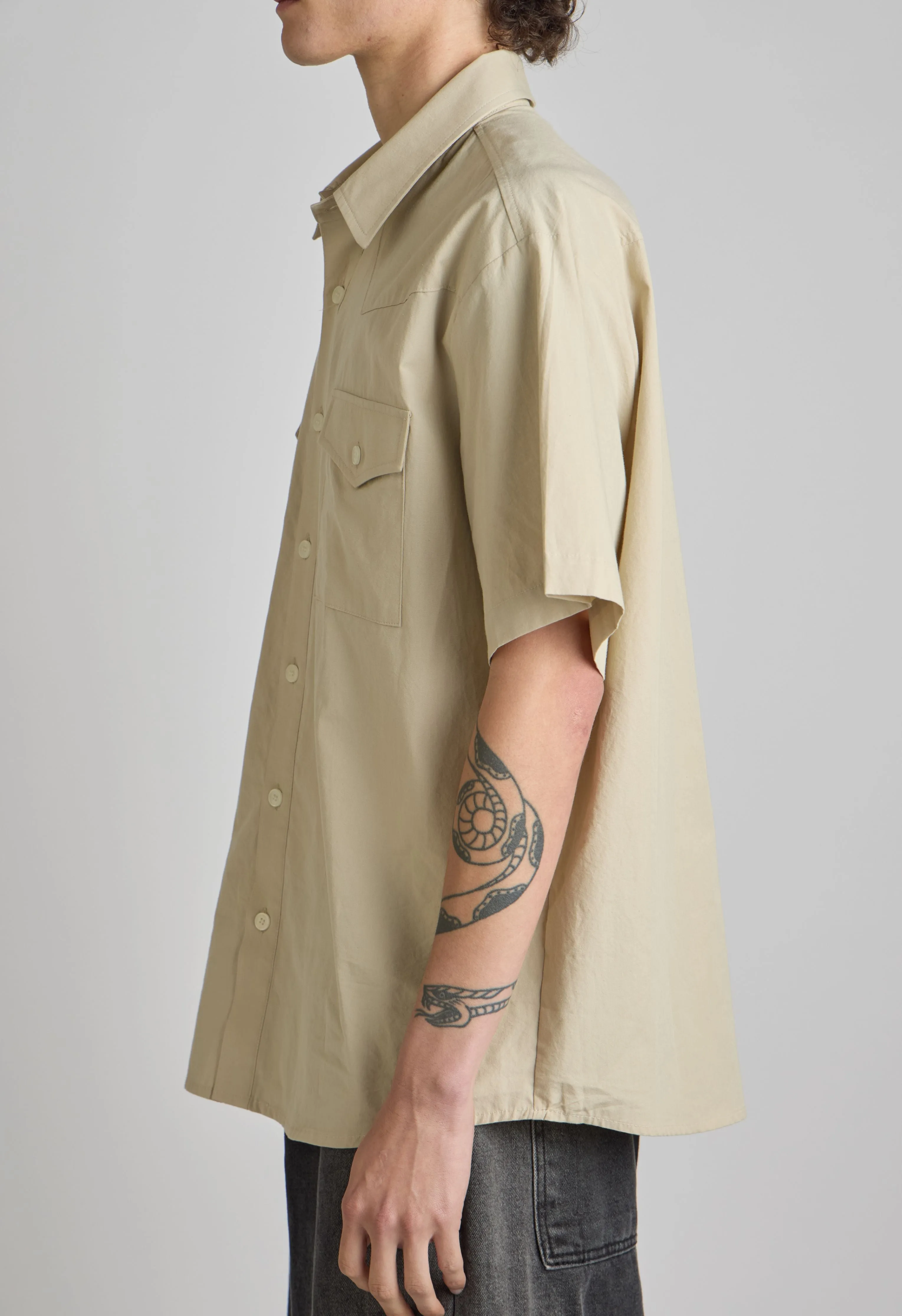 Western Button Down in Beige