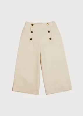 Wide Leg Front Button Trousers in Beige (2-10yrs)