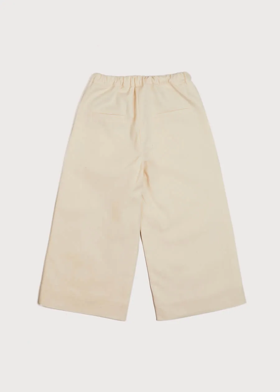 Wide Leg Front Button Trousers in Beige (2-10yrs)