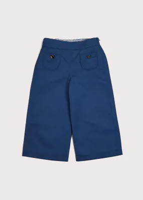 Wide Leg Gold Button Trousers in Blue (2-10yrs)