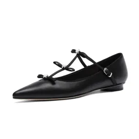 Women Bow Tie Pearl Single Shoes 