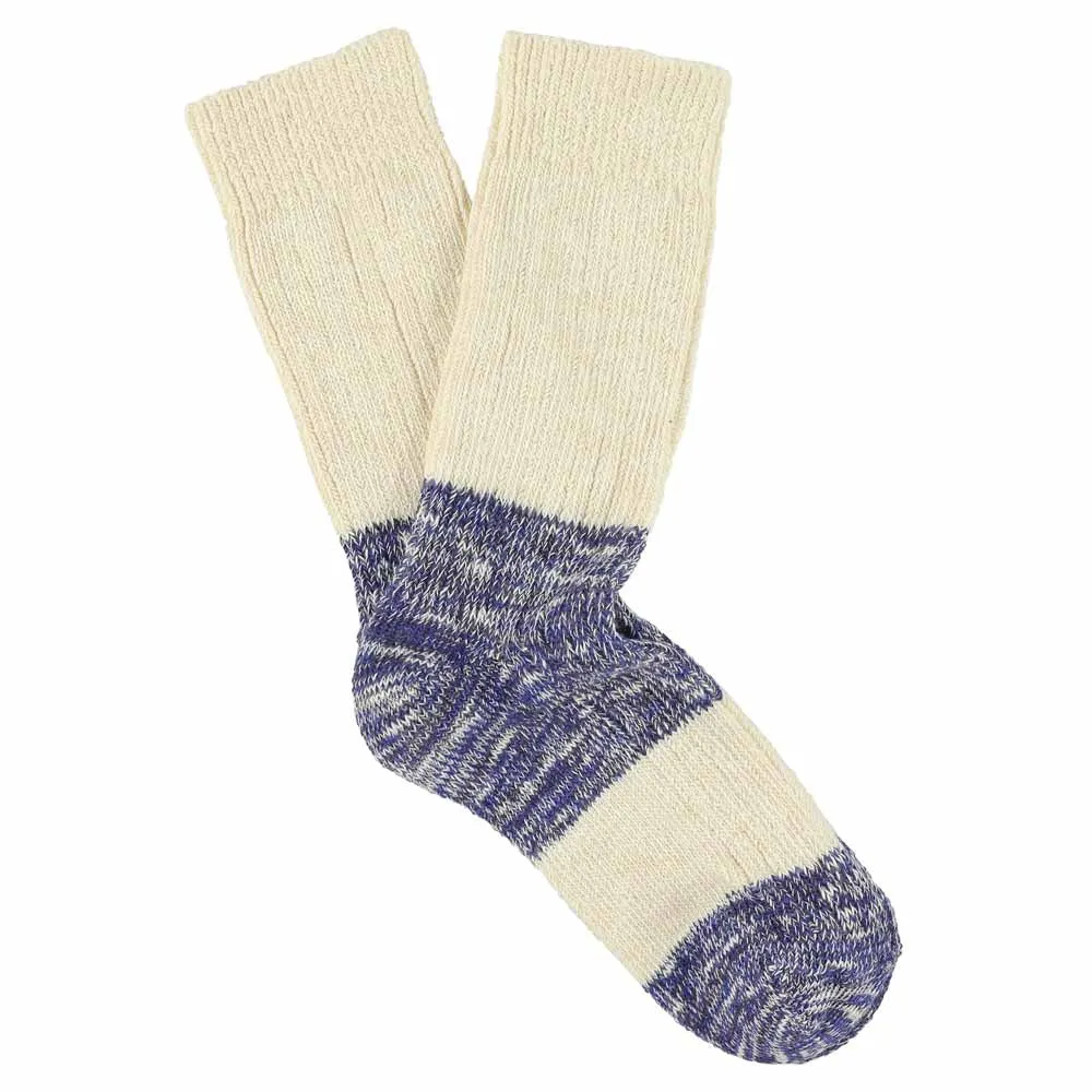 Women Melange Block Socks Ecru / Bright Blue