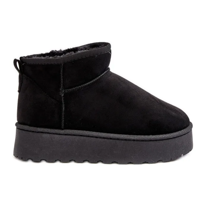 Women's Platform Snow Boots With Fur Lining, Black Xamella