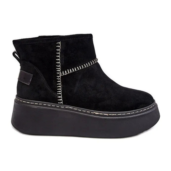 Women's Suede Snow Boots Maciejka 06257-01 Black