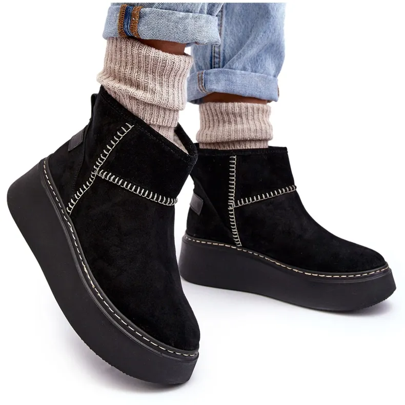 Women's Suede Snow Boots Maciejka 06257-01 Black