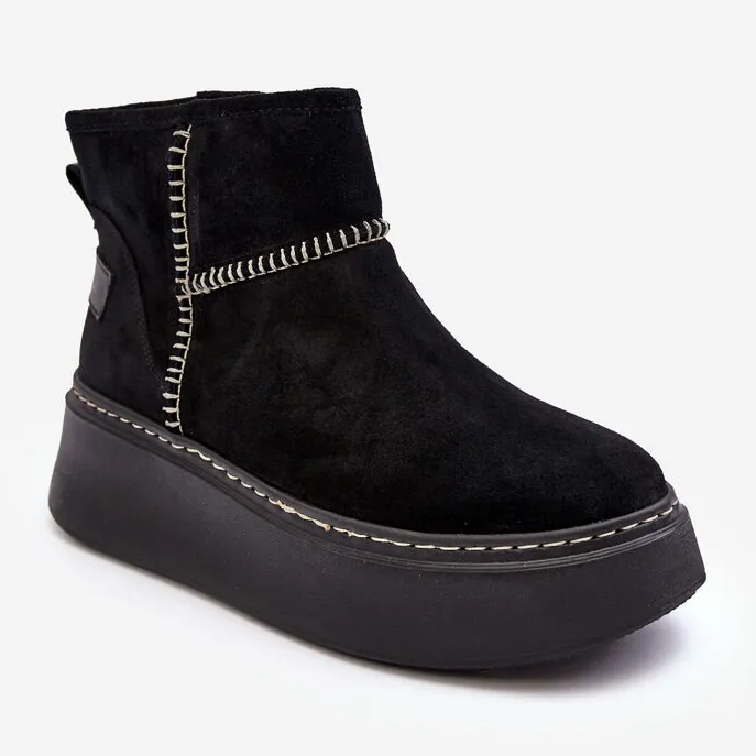 Women's Suede Snow Boots Maciejka 06257-01 Black