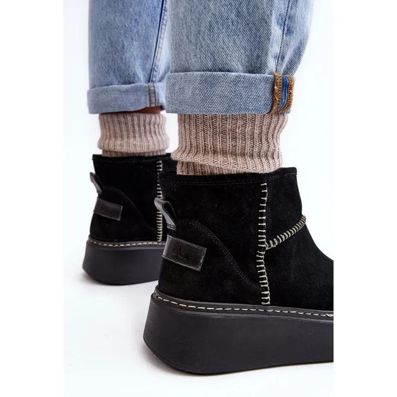 Women's Suede Snow Boots Maciejka 06257-01 Black