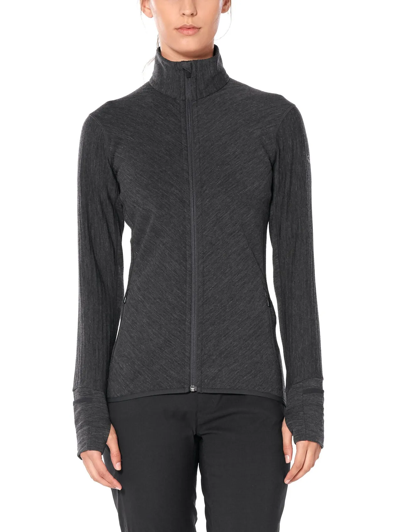 Womens Descender LS Zip - Jet Heather