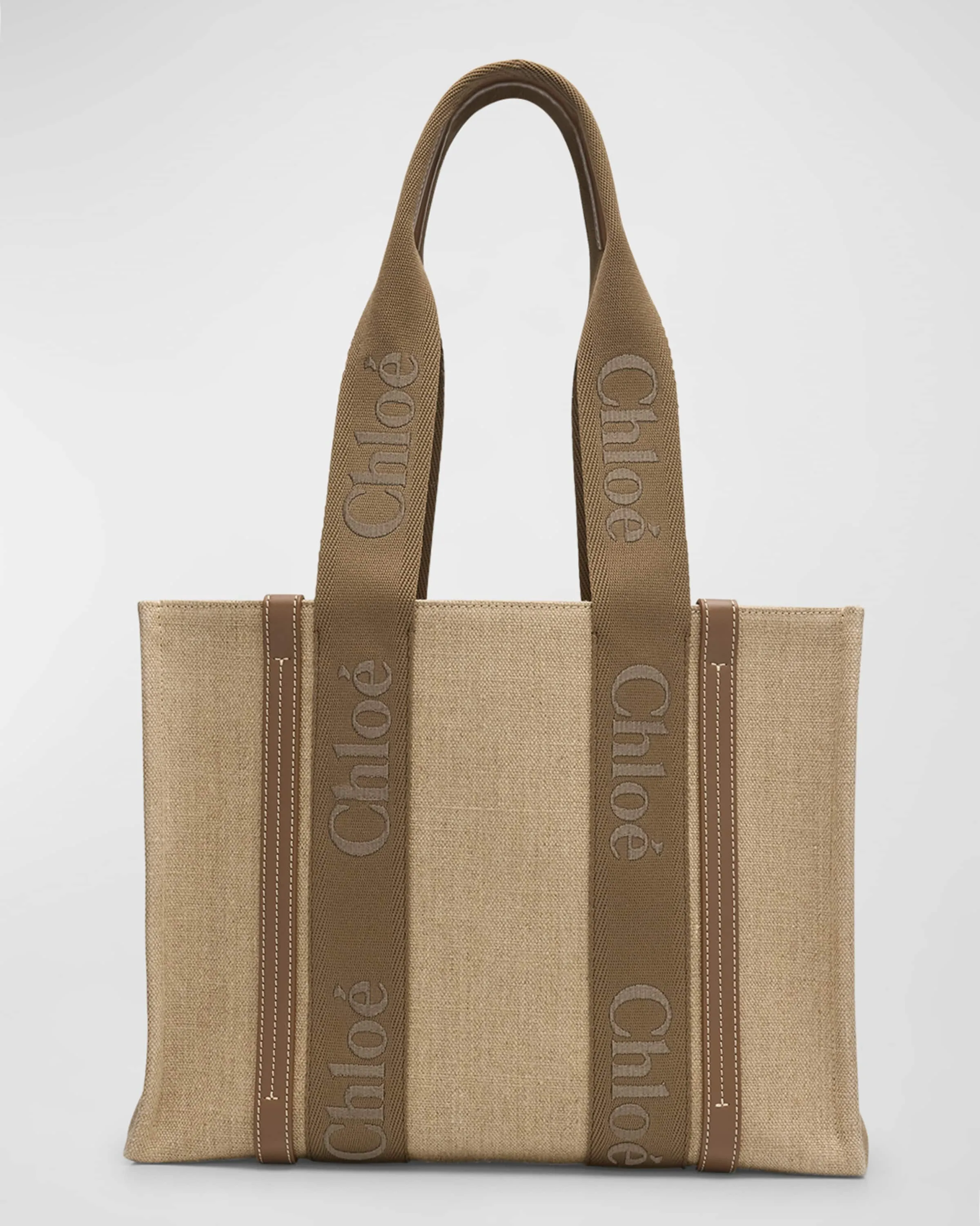 Woody Medium Tote Bag with Logo Webbing in Canvas