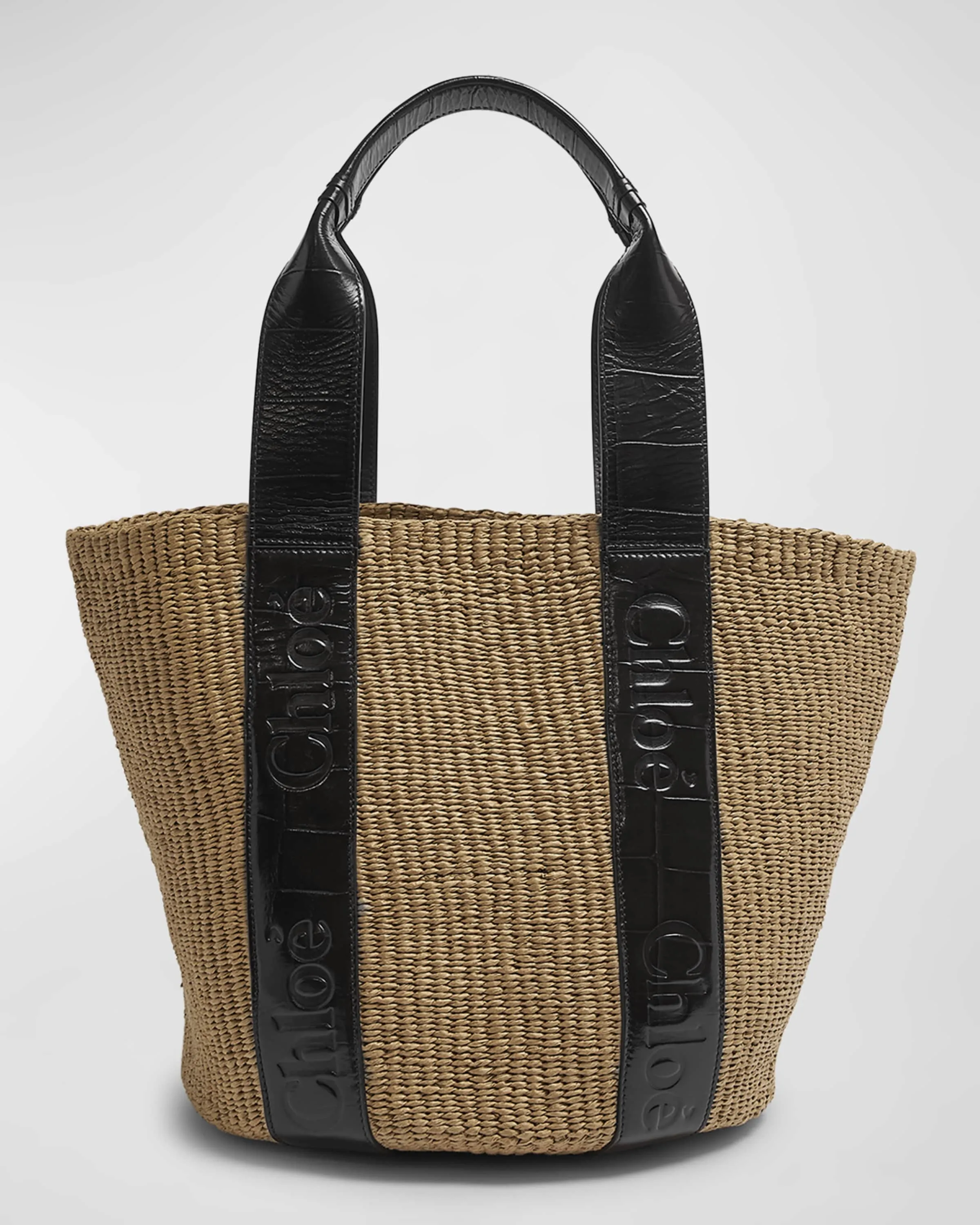 x Mifuko Woody Large Basket Tote Bag in Paper & Leather