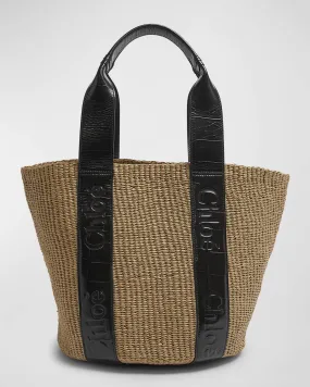 x Mifuko Woody Large Basket Tote Bag in Paper & Leather