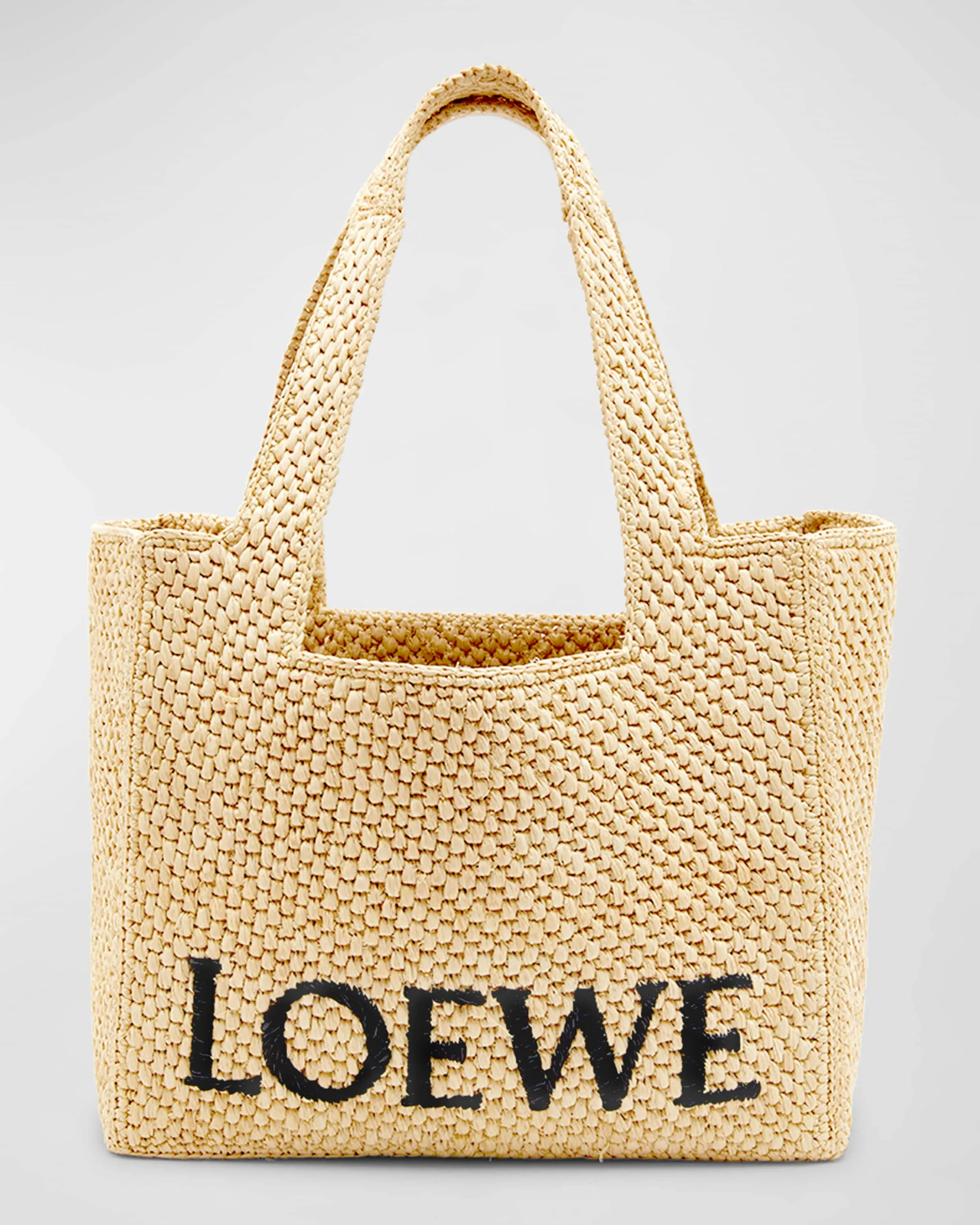 x Paula’s Ibiza Font Medium Tote Bag in Raffia