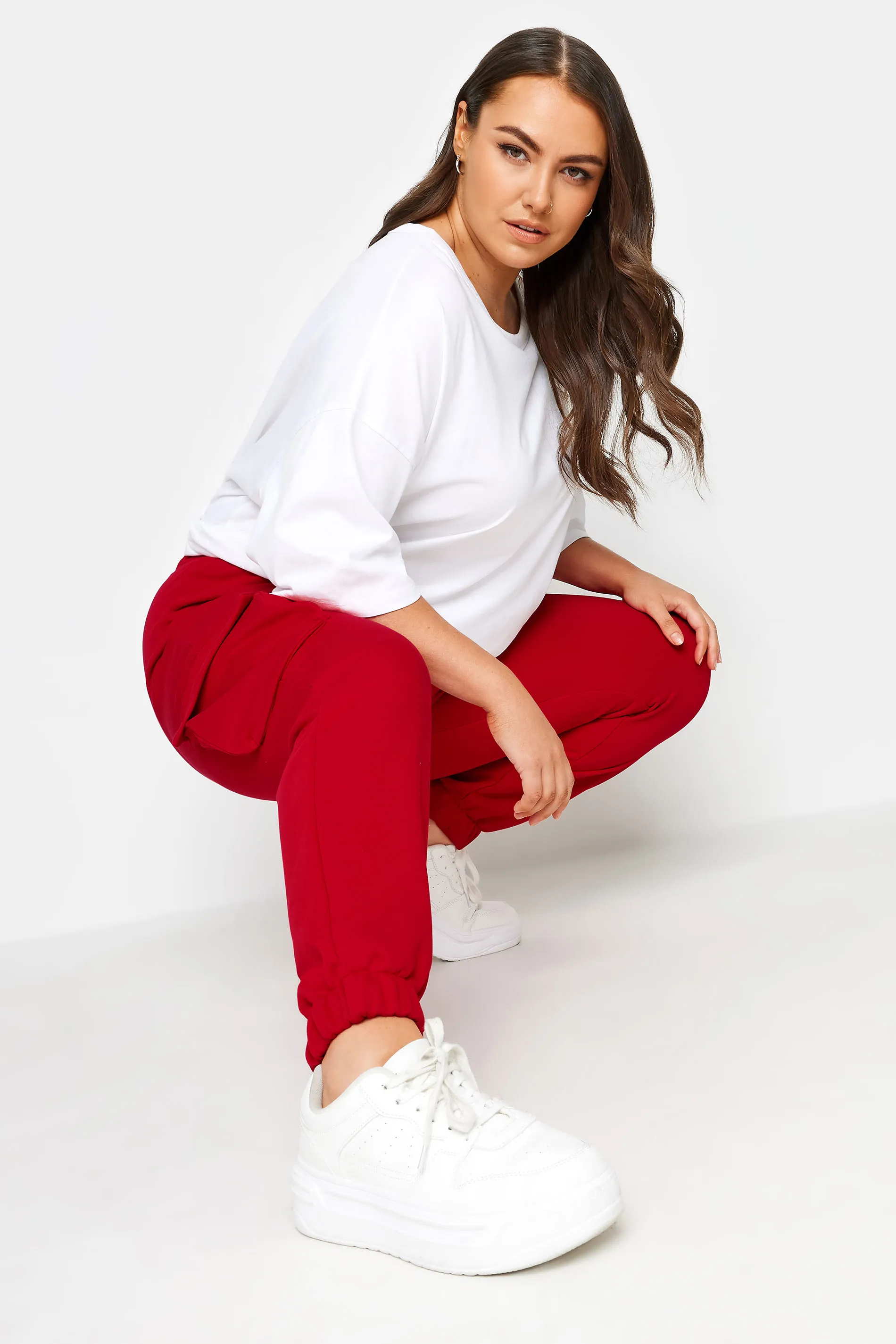 YOURS Curve Red Cargo Joggers