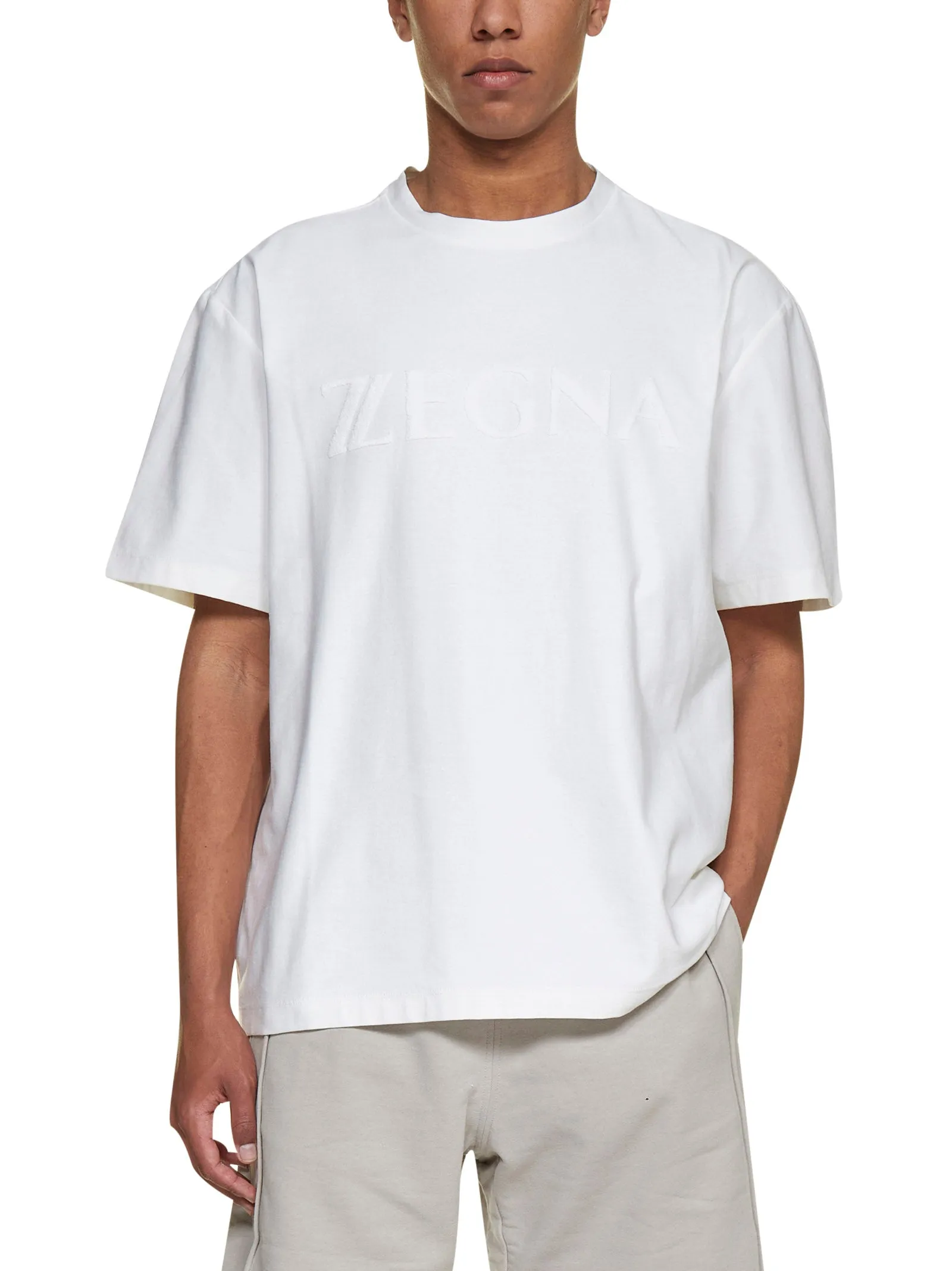 Z Zegna Logo Flocked Crewneck T-Shirt