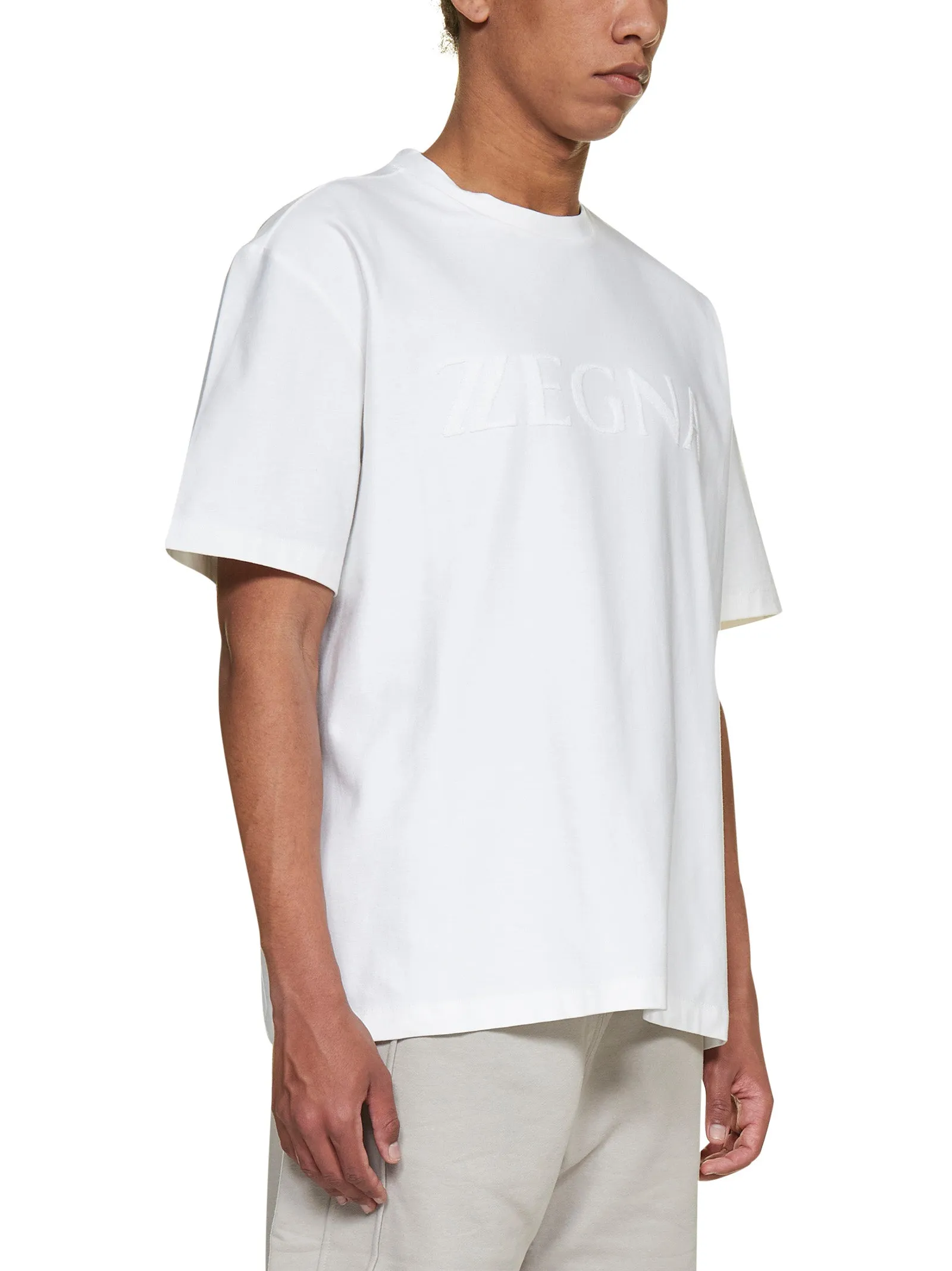 Z Zegna Logo Flocked Crewneck T-Shirt